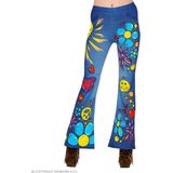 Widmann - Hippie Kostuum - 70s Legging Hippie Peace Love And Happiness Vrouw - Blauw - Small / Medium - Carnavalskleding - Verkleedkleding