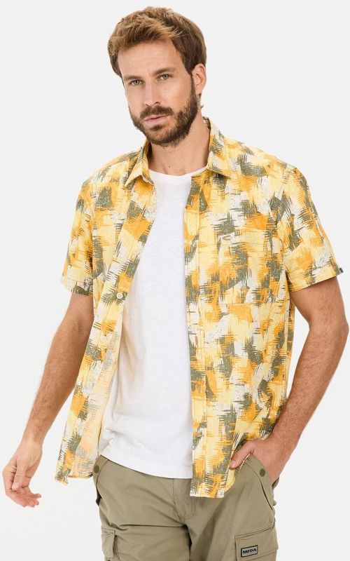 camel active - Korte Mouwen Overhemd - Geel - Structuurpatroon