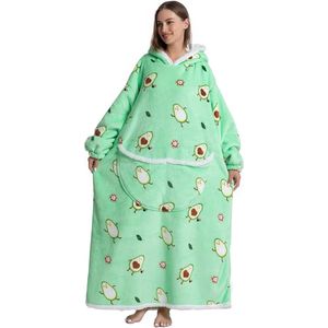 Oversized Hoodie Deken - Super Zacht & Warm - Gelaagde Flanel met Mouwen - Mooie Print - Pluizig & Niet-Afgevende Binnenkant - Geurvrij - One Size