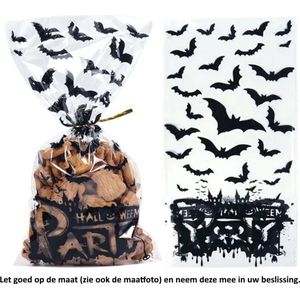 25x Uitdeelzakjes Vleermuis 12.5 x 27.5 cm - Halloween Party - Bat - Bat's - 31 Oktober - Scary - Fright - Eng - Griezelen - Cellofaan Plastic Traktatie Kado Zakjes - Snoepzakjes - Koekzakjes - Koekje - Cookie Bags