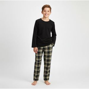 La-V pyjama sets voor jongens met geruite flanel broek - Navy/rood 140-146