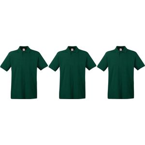 3-Pack donkergroen polo shirt premium van katoen voor heren - Polo t-shirts voor heren