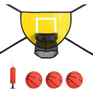 Basketbalring Bevestigingsset voor Trampoline - Mini-Basketbal en Pomp - Waterdichte Basketbalspelaccessoires - Geel Basketbalring