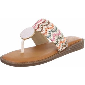 ZoeZo Design - damesslippers - zomerslippers - strandslippers - slippers - teenslippers - PU - stof - wit - multi - maat 36