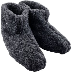 Wollen sloffen - echt schapenwol - heerlijk warm - hoog model - antraciet in maat 46
