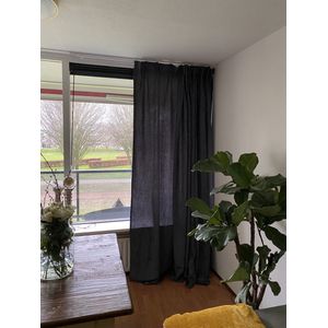 Maroyathome - VICTORIA - Gordijn met plooiband - In Between - kant en klaar - ANTRACIET - 150 x 260 cm - 150 cm breed en 260 cm hoog/lang