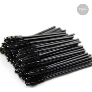 Make-upkwast - Wegwerp Wimper en Wenkbrauw Borsteltjes - Mascara Borsteltjes - 50 stuks- Zwart-Zwart