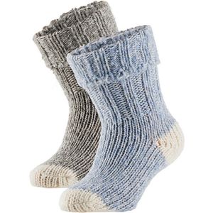 Apollo - Wollen - Sokken - Baby - Blauw - Grijs - Maat 15/18