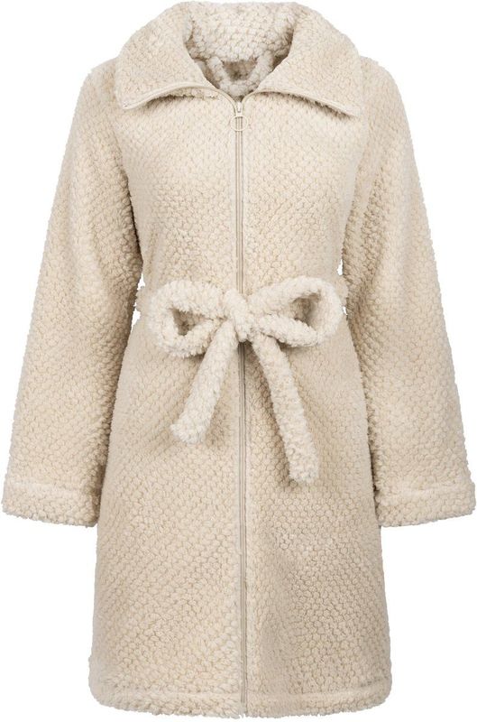 Hunkemöller Dames Nachtmode Fleece badjas met rits - Wit - maat XS/S