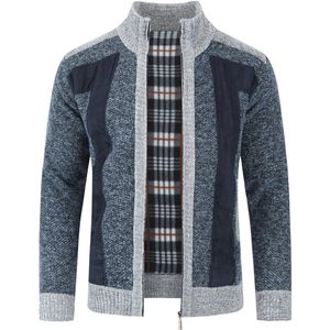 Allthemen Herenkraagjasje - Gebreide trui met kleurblokken - M