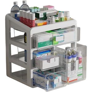 Opbergdoos voor medicijnen met 4 niveaus - Draagbare medicijnorganizer voor thuis en kantoor