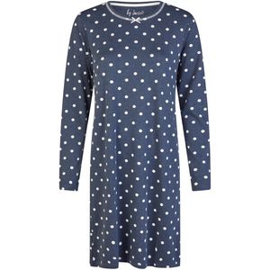 By Louise Dames Nachthemd Interlock Lange Mouw Donkerblauw Polkadot - Maat S