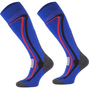 Comodo Skisokken Merinowol SKI2 - Blauw/Rood - Maat 39-42