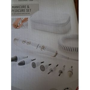 Silvercrest Manicure & Pedicure set - Beige/Wit - 7 Opzetstukken - 1 Opbergtas - Spiraalkabel - Netadapter