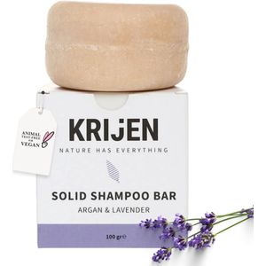 Krijen Vegan Solid Shampoo met arganolie, lavendelolie en roze klei – Voor normaal en gecombineerd haar – Herstellend en glansverhogend – Handgemaakt – 100 g