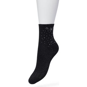Bonnie Doon Dames Sokken met Strass Steentjes maat 36/42 Zwart - Glitters en Strass Steentjes - Feestelijk - Feestdagen Sok - Zacht en Zeer Comfortabel - Uitstekende Pasvorm - Lurex Glitters - Glitter Sokken - Black - LL201105.101