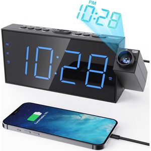 Projectiewekker met LED-projectie en USB-oplaadmogelijkheid - Multifunctionele digitale klok voor slaapkamer