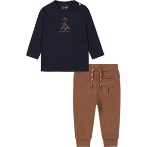 Dirkje Shirt en Broek Organic cotton Navy/Bruin maat 68