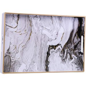 Decoratief dienblad marmering kunststof lade met handgrepen rechthoekige ijdelheid lade en dienblad voor badkamer keuken Ottomaanse en salontafel 156 ""x 102"" wit (voeg 'decoratie' en 'opberg' toe) marble tray