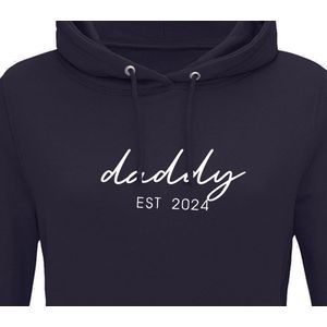 Hoodie heren met capuchon - Sweater heren capuchon - Cadeau papa - Cadeau papa kerst - Cadeau papa vaderdag - Daddy est 2024 - Navy XL