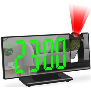 JeiibrZui - Draaibare Projectieklok - Zwart - Spiegel LED-Display - 180° Rotatie - Dubbele Alarmfunctie