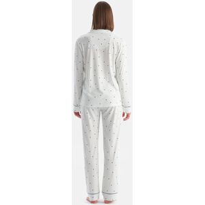 Dagi Gestreept Pyjamaset met Korte Mouwen, Overhemdkraag en Broek met Normale Taille