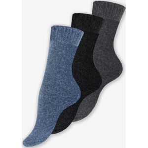3 Paar ALPACA Wol met Viscose Pluche Casual Sokken Dames - 39/42 - Blauw/Antraciet/Zwart