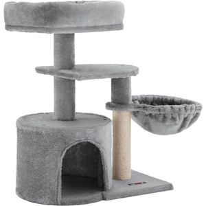 Kleine kattenboom met meerdere niveaus - Lichtgrijs - Krabpaal 68cm - PCT59W Krabton