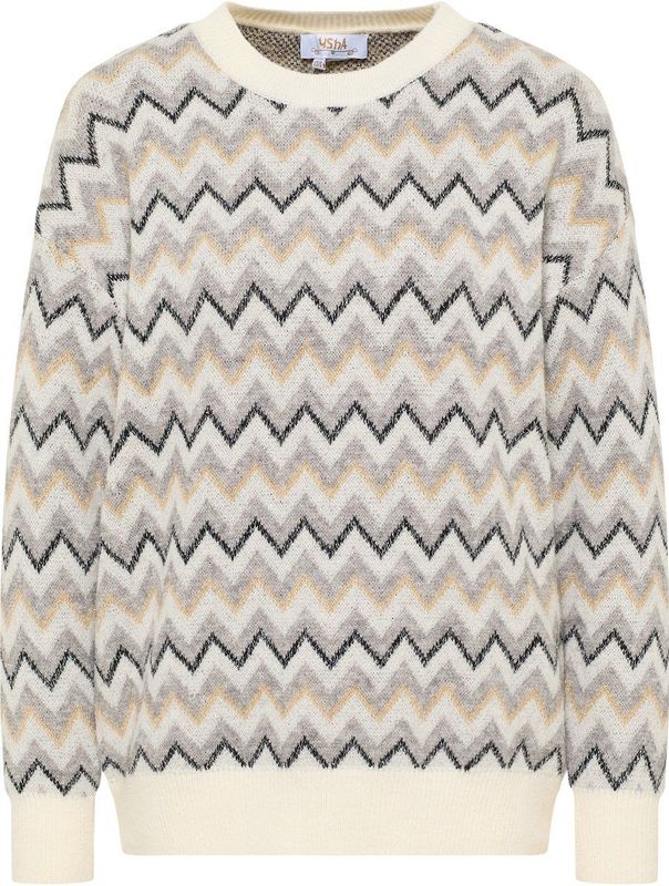 usha - Gebreide Trui - Zickzackpatroon - Metallic Draad