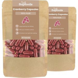 Cranberry Capsules 100% Puur - 120 Capsules - Bron van Antioxidanten - Alternatief voor Cranberry Tabletten en Sap - 400mg per Cranberry Extract Capsule