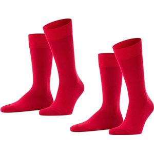 FALKE Happy 2-Pack katoen multipack sokken heren rood - Matt 39-42