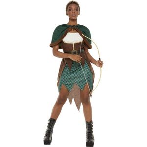 Smiffy's - Middeleeuwen & Renaissance Kostuum - Luxe Amazone Boogschutter - Vrouw - Groen, Bruin - Extra Small - Carnavalskleding - Verkleedkleding