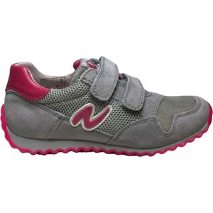 Naturino Mt 24 velcro's lederen sportieve sneakers Sammy grijs fuxia