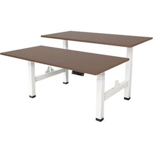 Sedero - Duo Bureau - 140x80 cm - Wit met Donker Eiken - Elektrisch Verstelbaar