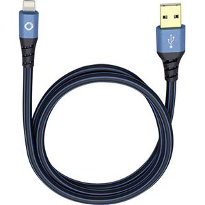 Oehlbach Apple iPad/iPhone/iPod Aansluitkabel [1x USB-A 2.0 stekker - 1x Apple dock-stekker Lightning] 3.00 m Blauw, Zw