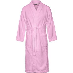 Kimono badstof katoen – lang model – unisex – badjas dames – badjas heren – 100% katoen - sauna - lichtroze S/M