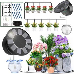 Zonne-Irrigatie Druppel Slang voor Tuin Balkon - Automatisch Bewateringssysteem met 9 Programma's - 10m Druppelslang hydrocultuur systeem