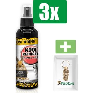 CSI Urine Kooireiniger spray 150 ml - Vlekkenreiniger - 3 stuks - Inclusief PetsHome Goudkleurige Adreskoker