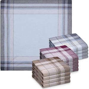 Heren zakdoeken van 100% katoen - 40 x 40 cm - Set van 12 - Herbruikbare zakdoeken voor volwassenen - Verschillende kleuren