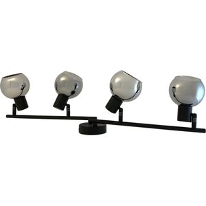 Elumia® 4 Spots Plafondlamp | Sfeervolle Trendy Binnenverlichting | Smoked Glass-effect | Luxe Zwart Gecoat Metaal | Dimbaar | Inclusief Rookglazen | Modern Interieur | Externe Dimmer Compatibel