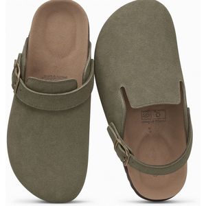 Aventury - Suède Clogs - Groen - Unisex - Instappers