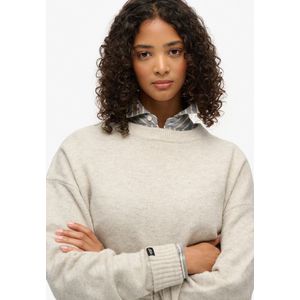 SUPERDRY - Losvallende Trui - Grége - Ronde Hals - Acryl