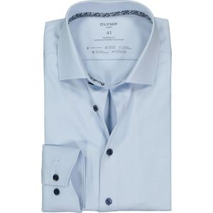 OLYMP 24/7 modern fit overhemd - mouwlengte 7 - twill - lichtblauw (contrast) - Strijkvrij - Boordmaat: 44