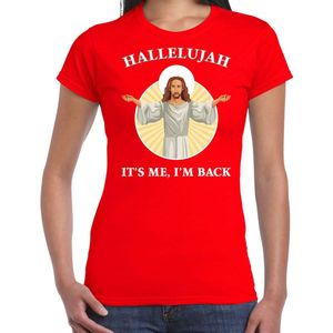 Hallelujah its me im back Kerstshirt / Kerst t-shirt rood voor dames - Kerstkleding / Christmas outfit L