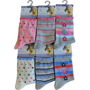 Baby sokjes Floral - maat 19/20 - 12 paar - 90% KATOEN - Zonder naad aan de teen