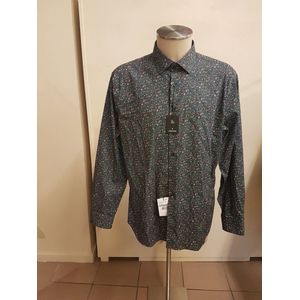 Hemd heren dark flowers - Seidensticker made with liberty frabic - tailored - size XL (44)