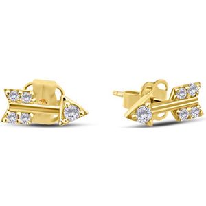 Silventi 9NBSAM-G230270 Gouden Oorknopjes met Zirkonia Pijl - 8,2x3mm - 14 Karaat - Goud