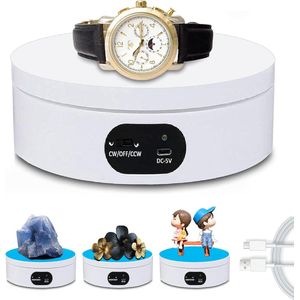 360 ° draaibare draaitafel voor elektrische fotografie - sieraden horloges video - 12 cm wit - USB-ambachtelijke productweergave