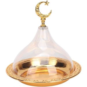 Gouden Dienblad Met Acryl Dome Deksel Decoratief - Snoep Snack Dienblad Eid Mubarak Borden - Ramadan Decoraties Voor Eid Feestartikelen