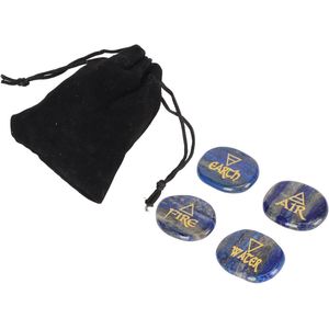 4 Elements Stones - Aarde - Lucht - Vuur - Water - Angstverlichting - Reiki Symbool - Meditatie - Multifunctioneel Draagbaar - Lazuriet Rock